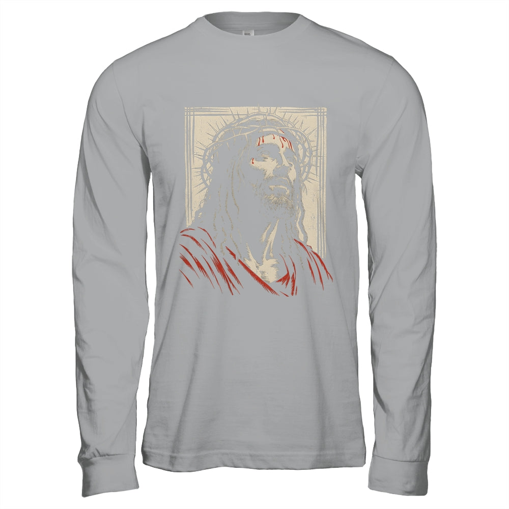 Vintage Jesus Crown Of Thorns Christian For Men Women Kids Shirt & Hoodie | siriusteestore