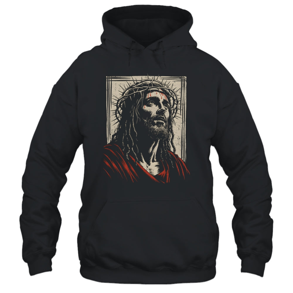 Vintage Jesus Crown Of Thorns Christian For Men Women Kids Shirt & Hoodie | siriusteestore