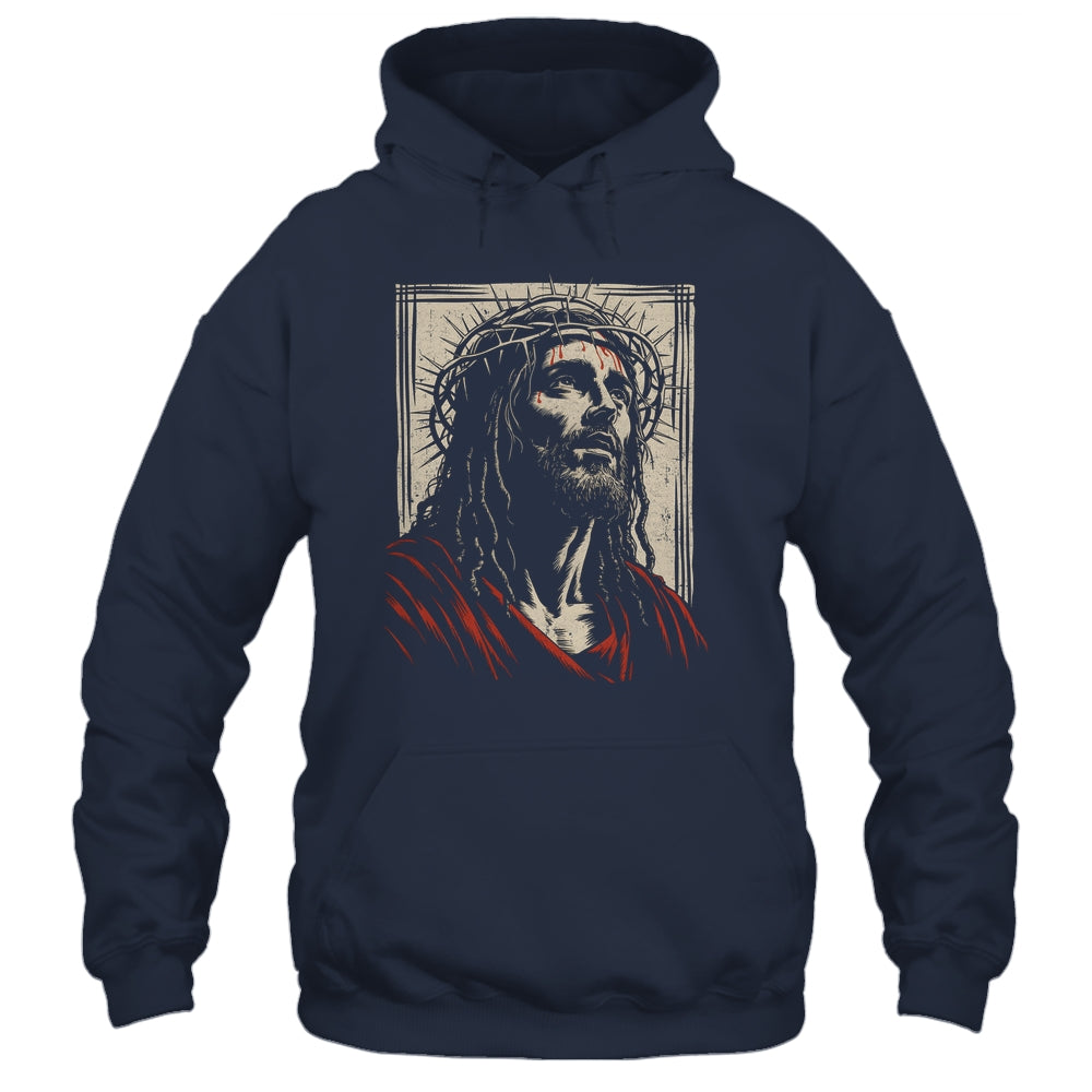 Vintage Jesus Crown Of Thorns Christian For Men Women Kids Shirt & Hoodie | siriusteestore