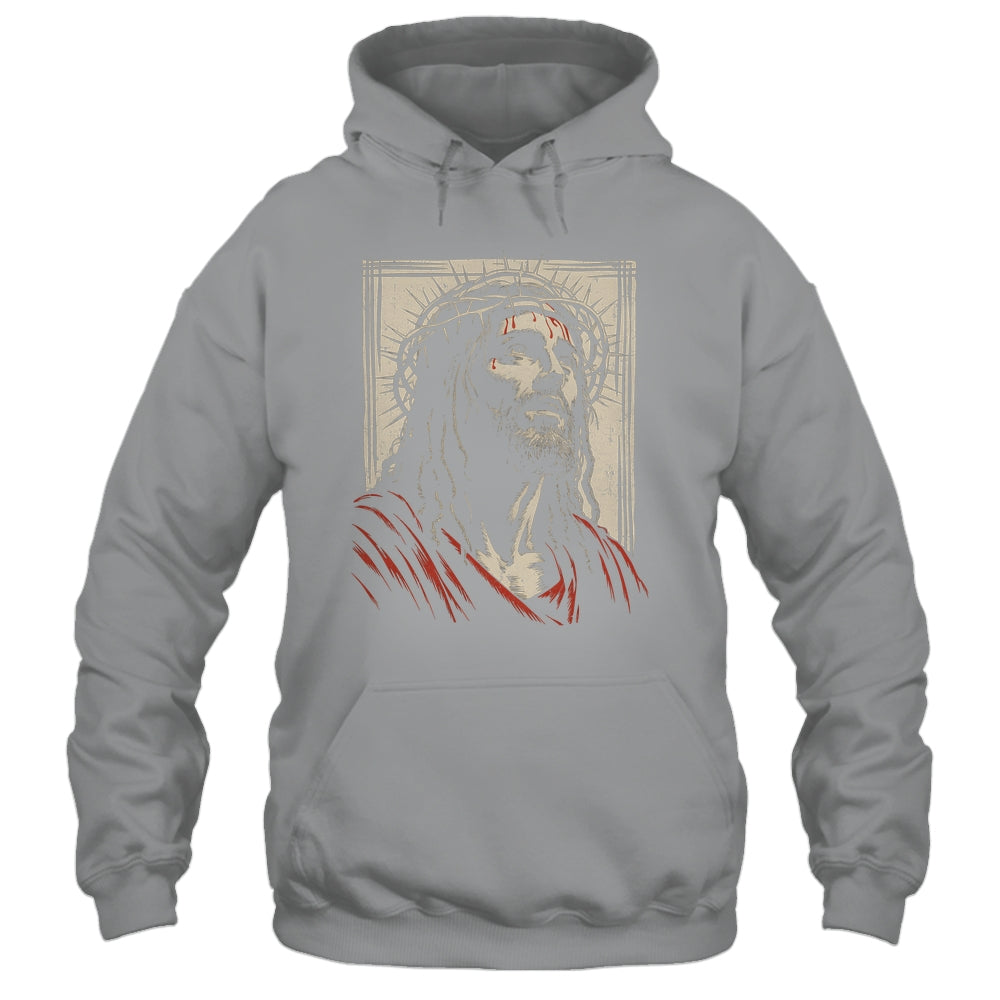 Vintage Jesus Crown Of Thorns Christian For Men Women Kids Shirt & Hoodie | siriusteestore