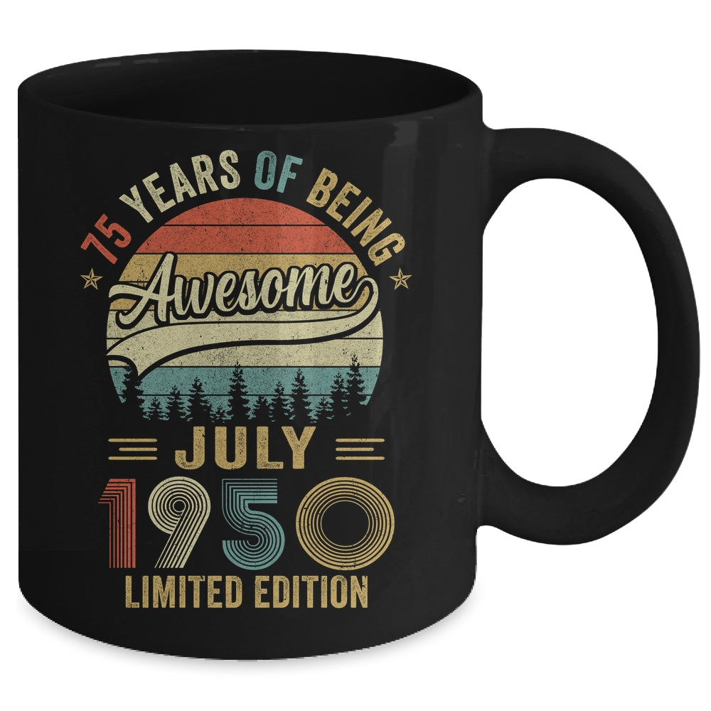 Vintage July 1950 75 Year Old 75th Birthday Men Women Mug | siriusteestore