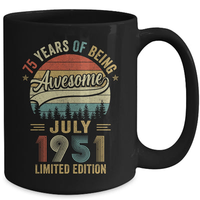 Vintage July 1951 75 Years Old 75th Birthday Men Women Mug | siriusteestore