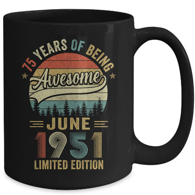 Vintage June 1951 75 Years Old 75th Birthday Men Women Mug | siriusteestore
