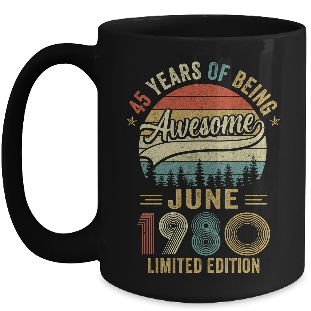 Vintage June 1980 45 Year Old 45th Birthday Men Women Mug | siriusteestore