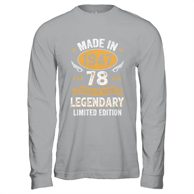 Vintage Made In 1947 78 Years Old 78th Birthday Men Women Shirt & Hoodie | siriusteestore
