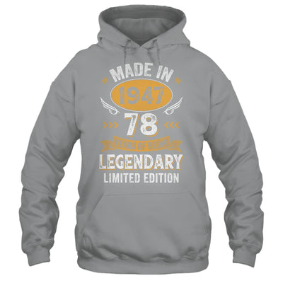 Vintage Made In 1947 78 Years Old 78th Birthday Men Women Shirt & Hoodie | siriusteestore