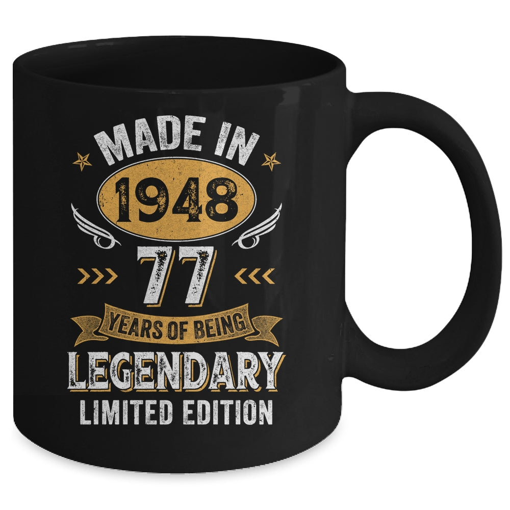 Vintage Made In 1948 77 Years Old 77th Birthday Men Women Mug | siriusteestore