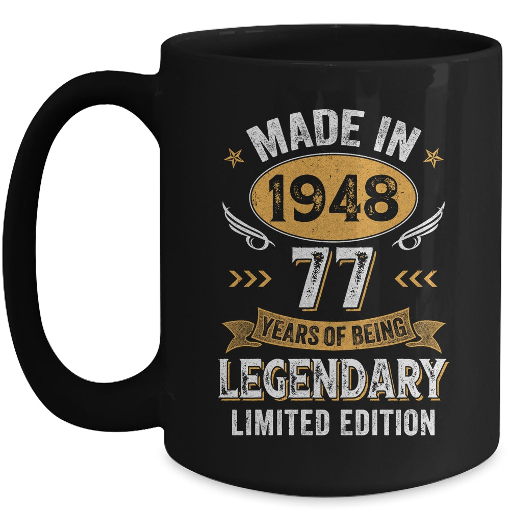 Vintage Made In 1948 77 Years Old 77th Birthday Men Women Mug | siriusteestore