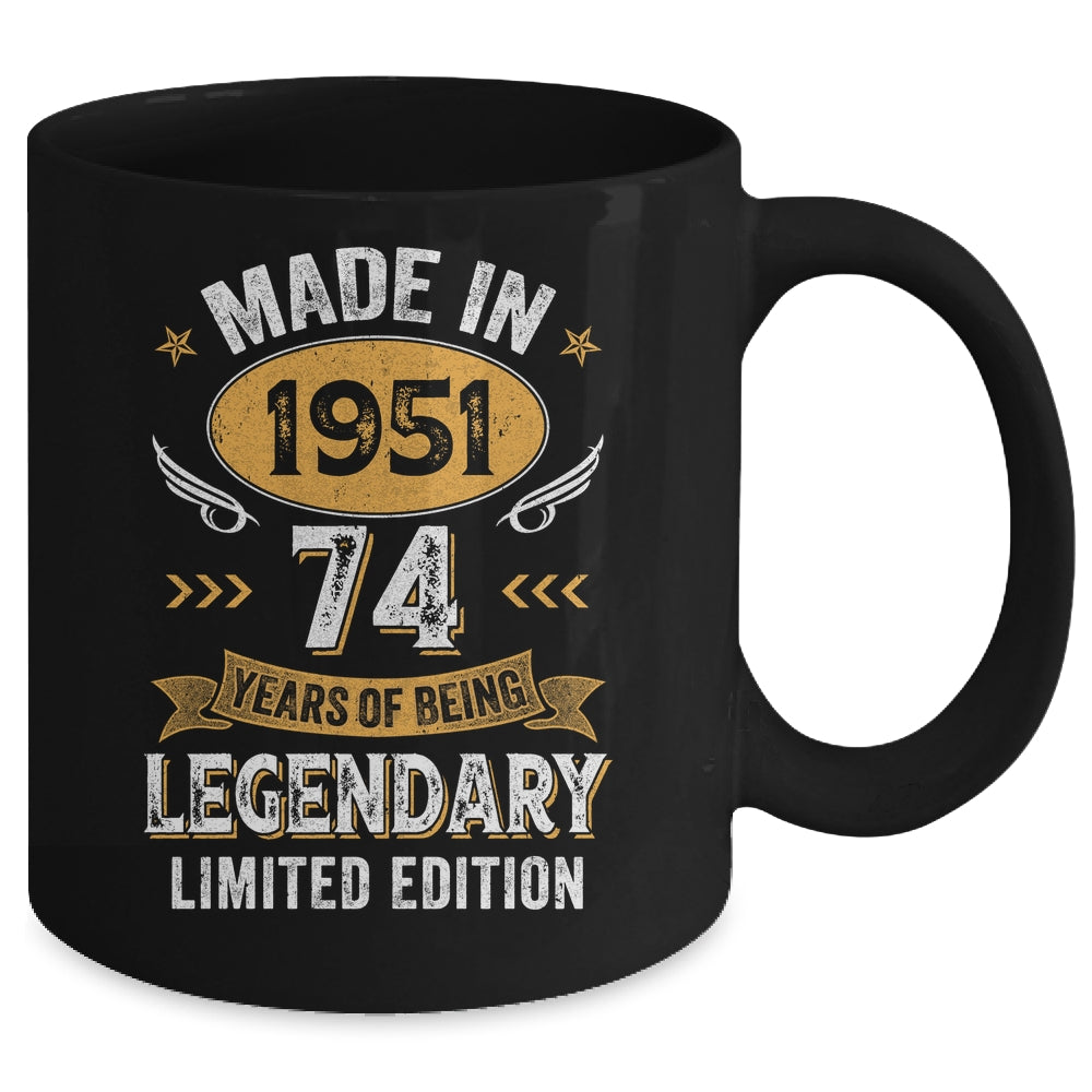 Vintage Made In 1951 74 Years Old 74th Birthday Men Women Mug | siriusteestore