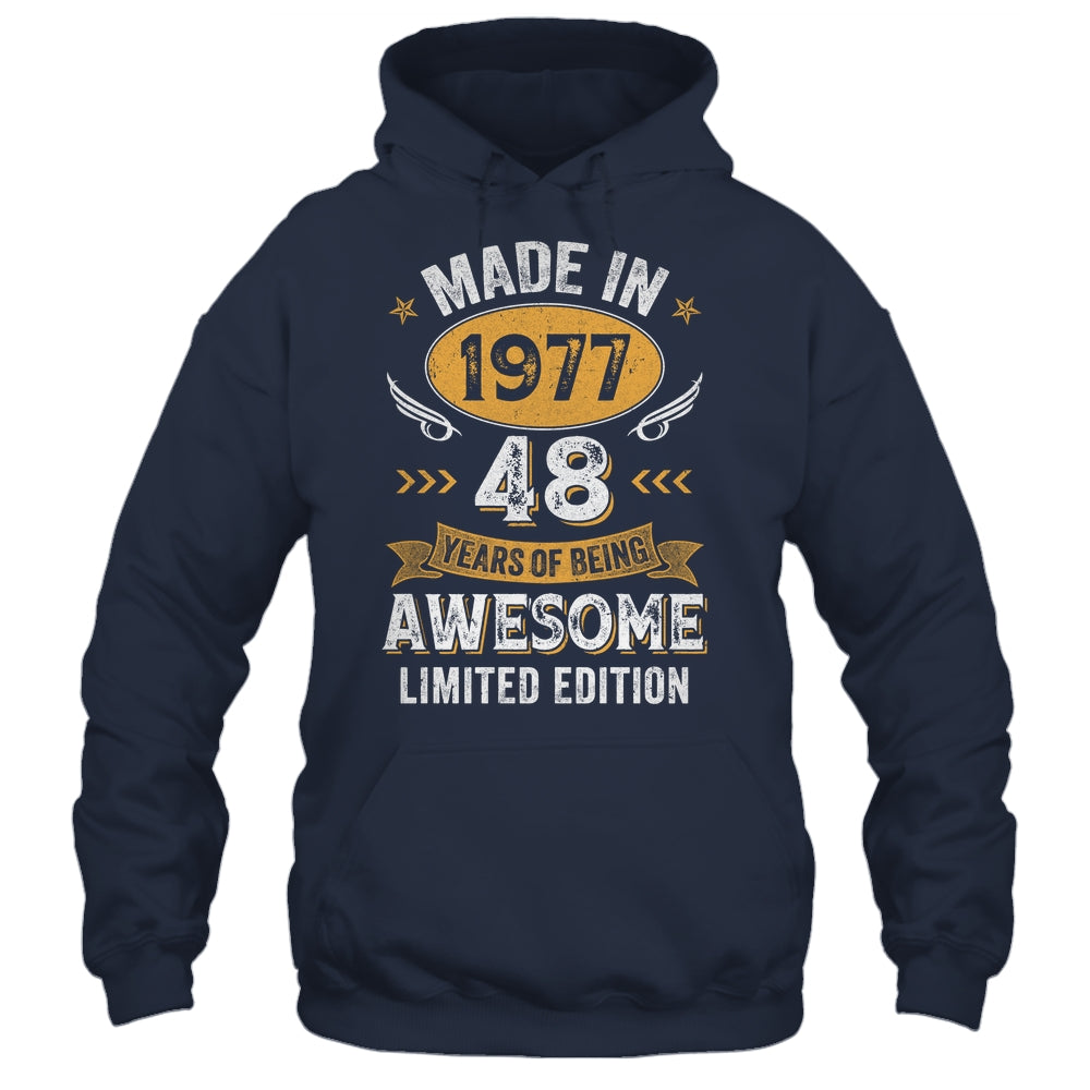 Vintage Made In 1977 48 Years Old 48th Birthday Men Women Shirt & Hoodie | siriusteestore