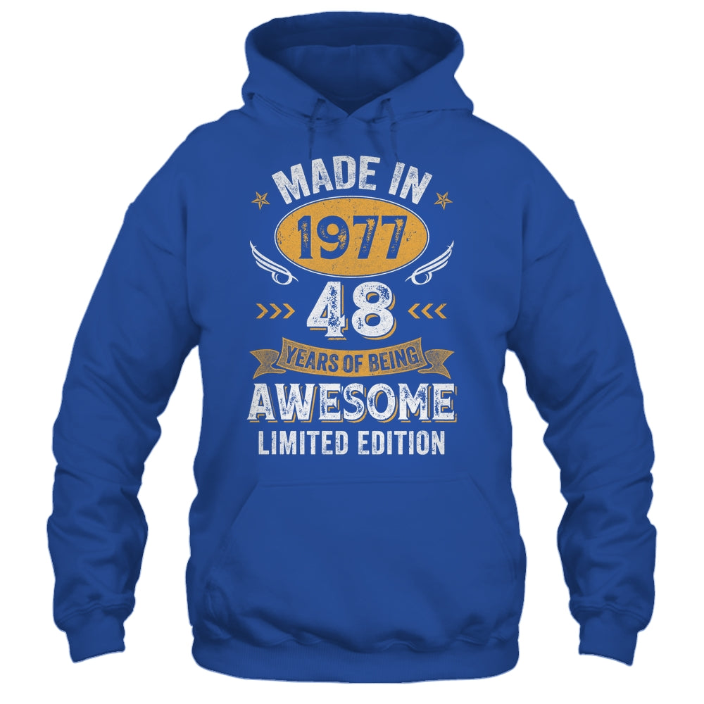 Vintage Made In 1977 48 Years Old 48th Birthday Men Women Shirt & Hoodie | siriusteestore