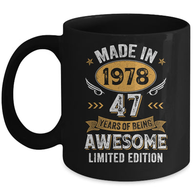 Vintage Made In 1978 47 Years Old 47th Birthday Men Women Mug | siriusteestore