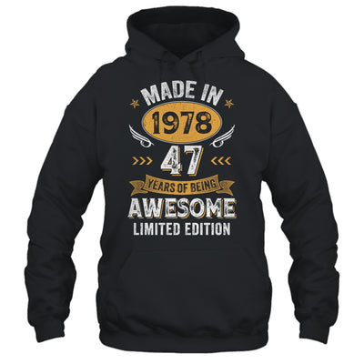 Vintage Made In 1978 47 Years Old 47th Birthday Men Women Shirt & Hoodie | siriusteestore