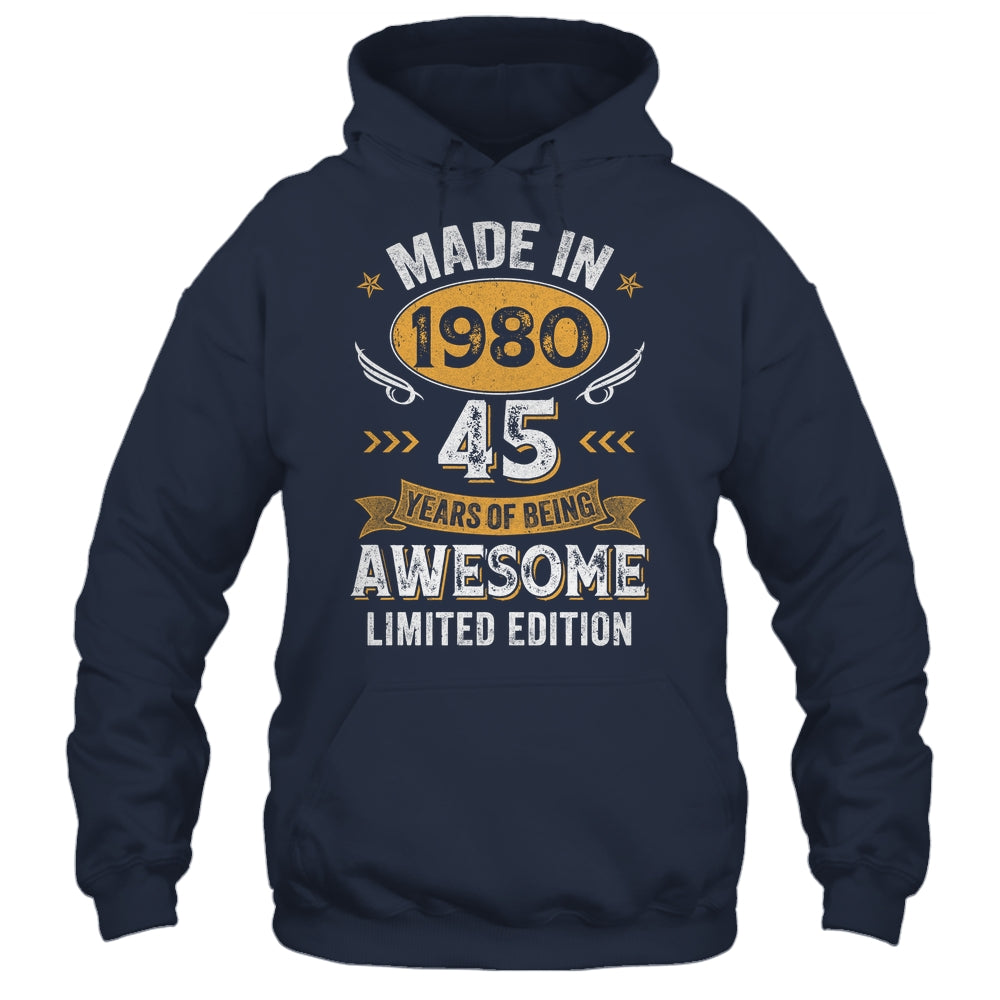 Vintage Made In 1980 45 Years Old 45th Birthday Men Women Shirt & Hoodie | siriusteestore