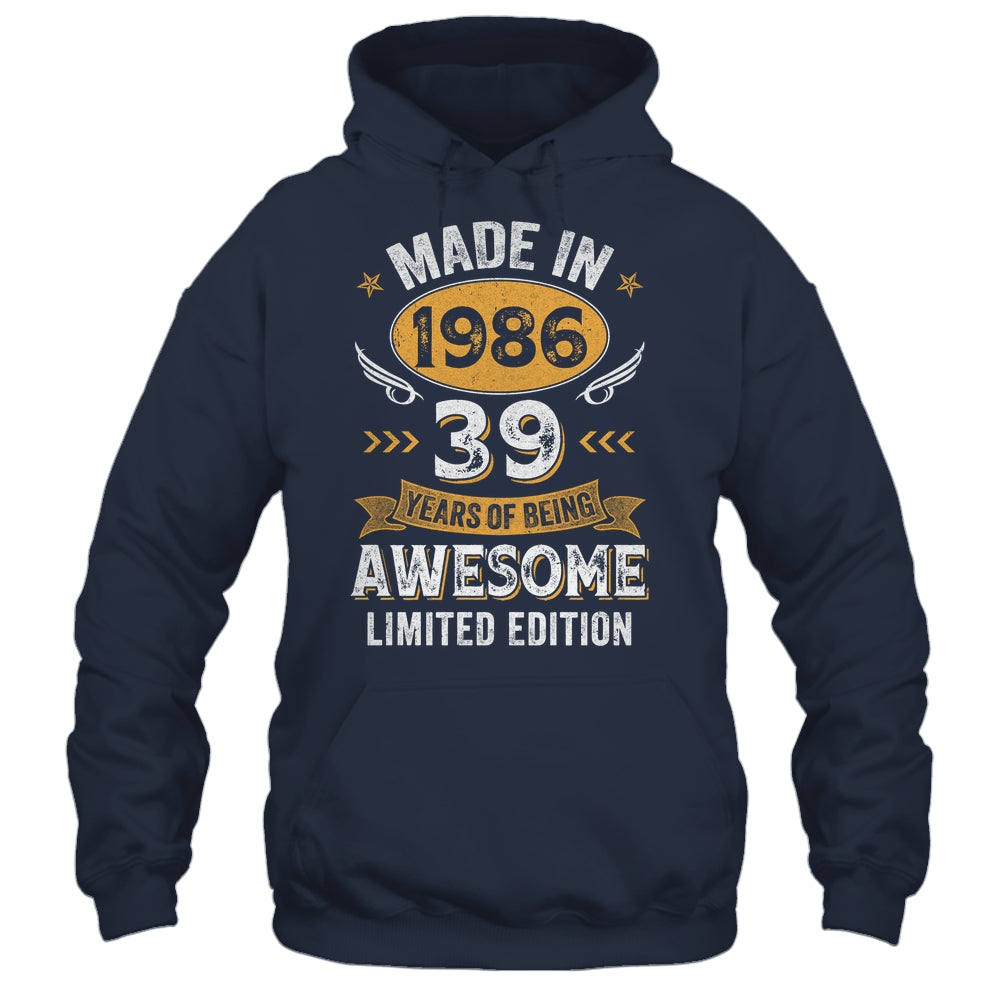 Vintage Made In 1986 39 Years Old 39th Birthday Men Women Shirt & Hoodie | siriusteestore