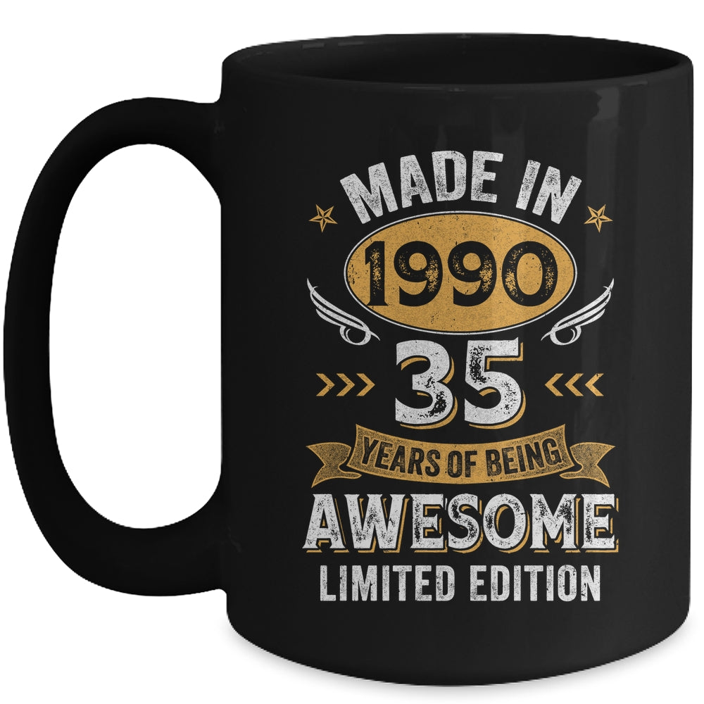 Vintage Made In 1990 35 Years Old 35th Birthday Men Women Mug | siriusteestore