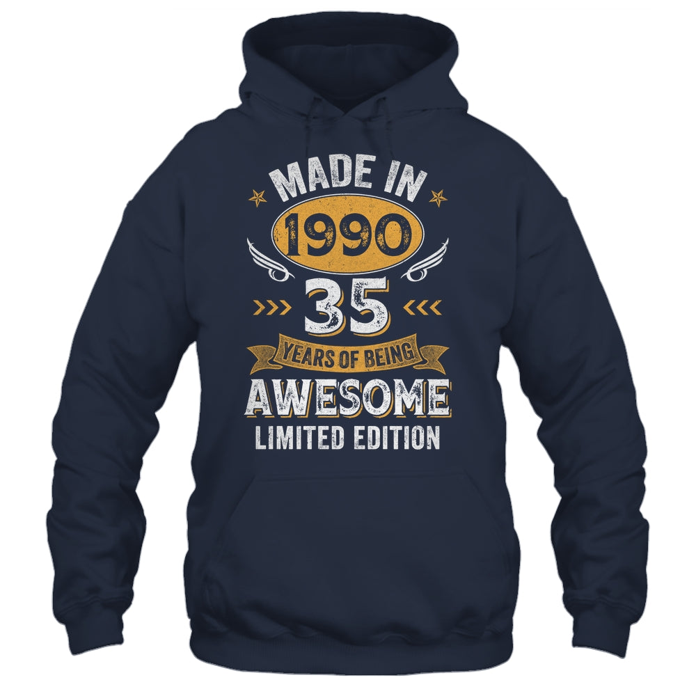 Vintage Made In 1990 35 Years Old 35th Birthday Men Women Shirt & Hoodie | siriusteestore
