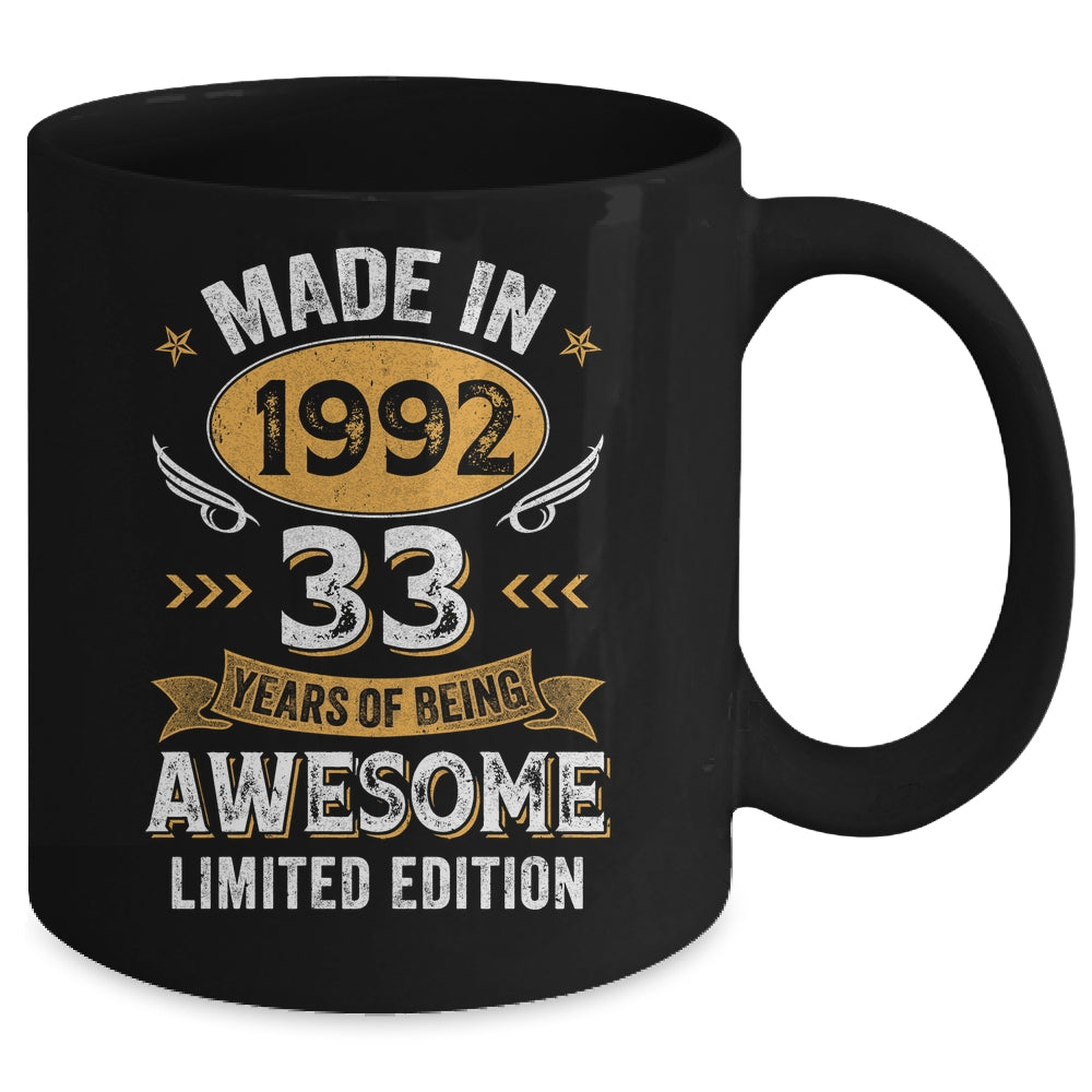Vintage Made In 1992 33 Years Old 33rd Birthday Men Women Mug | siriusteestore