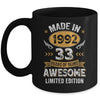 Vintage Made In 1992 33 Years Old 33rd Birthday Men Women Mug | siriusteestore