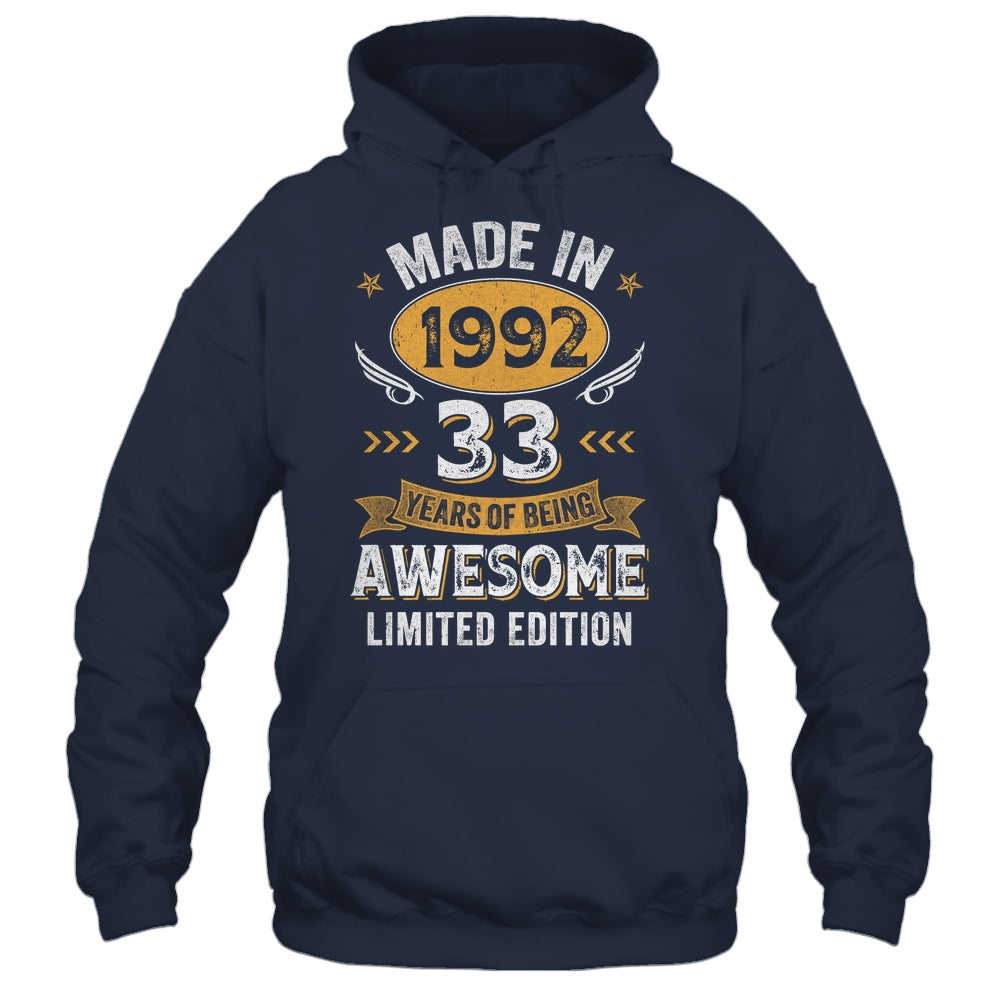 Vintage Made In 1992 33 Years Old 33rd Birthday Men Women Shirt & Hoodie | siriusteestore
