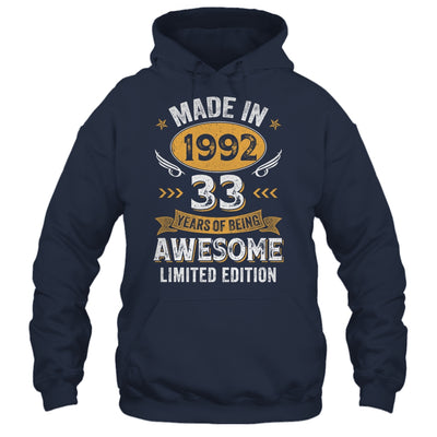 Vintage Made In 1992 33 Years Old 33rd Birthday Men Women Shirt & Hoodie | siriusteestore