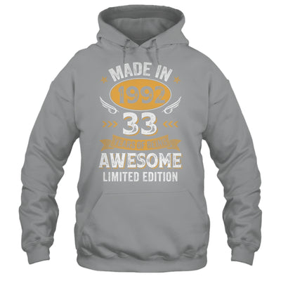 Vintage Made In 1992 33 Years Old 33rd Birthday Men Women Shirt & Hoodie | siriusteestore