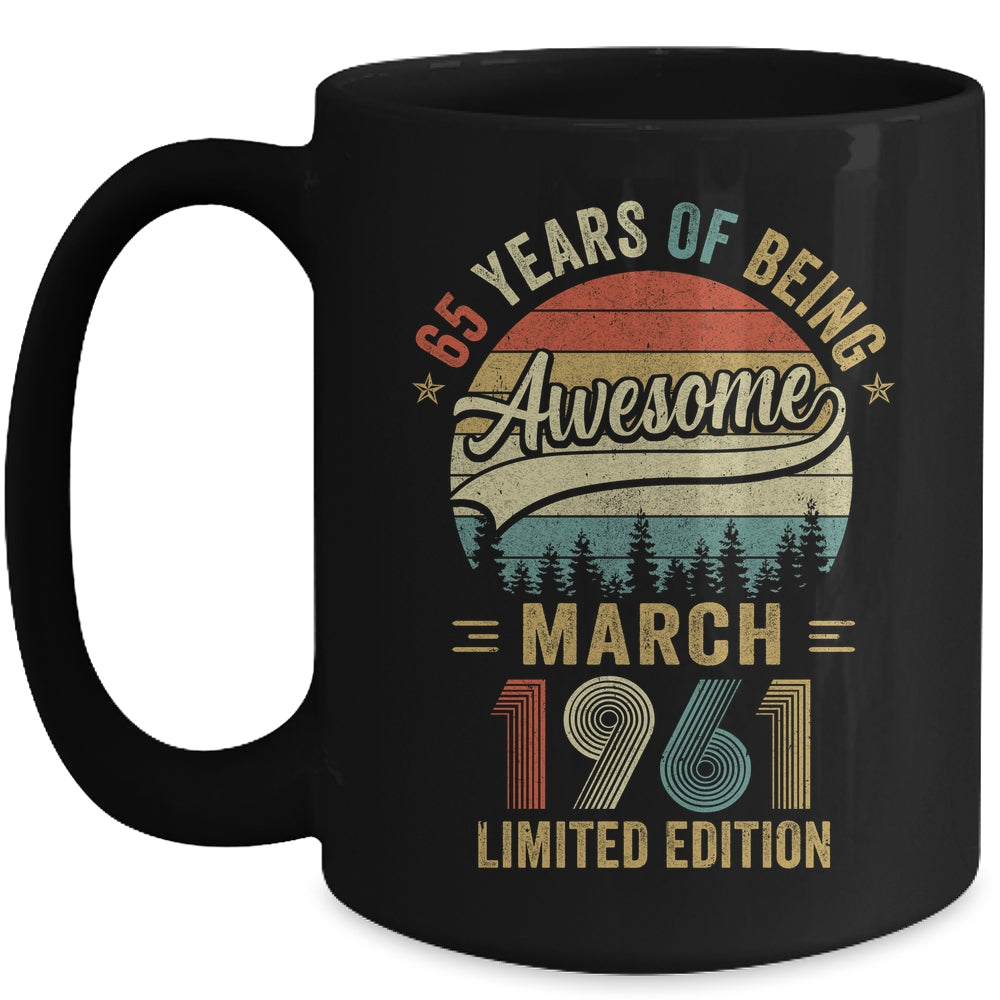 Vintage March 1961 65 Years Old 65th Birthday Men Women Mug | siriusteestore