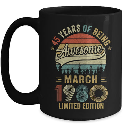 Vintage March 1980 45 Year Old 45th Birthday Men Women Mug | siriusteestore