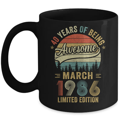 Vintage March 1986 40 Years Old 40th Birthday Men Women Mug | siriusteestore
