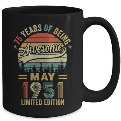 Vintage May 1951 75 Years Old 75th Birthday Men Women Mug | siriusteestore