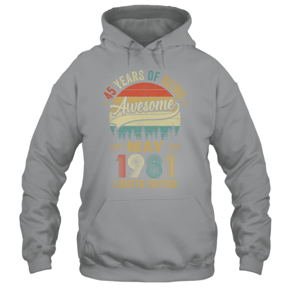 Vintage May 1981 45 Years Old 45th Birthday Men Women Shirt & Hoodie | siriusteestore