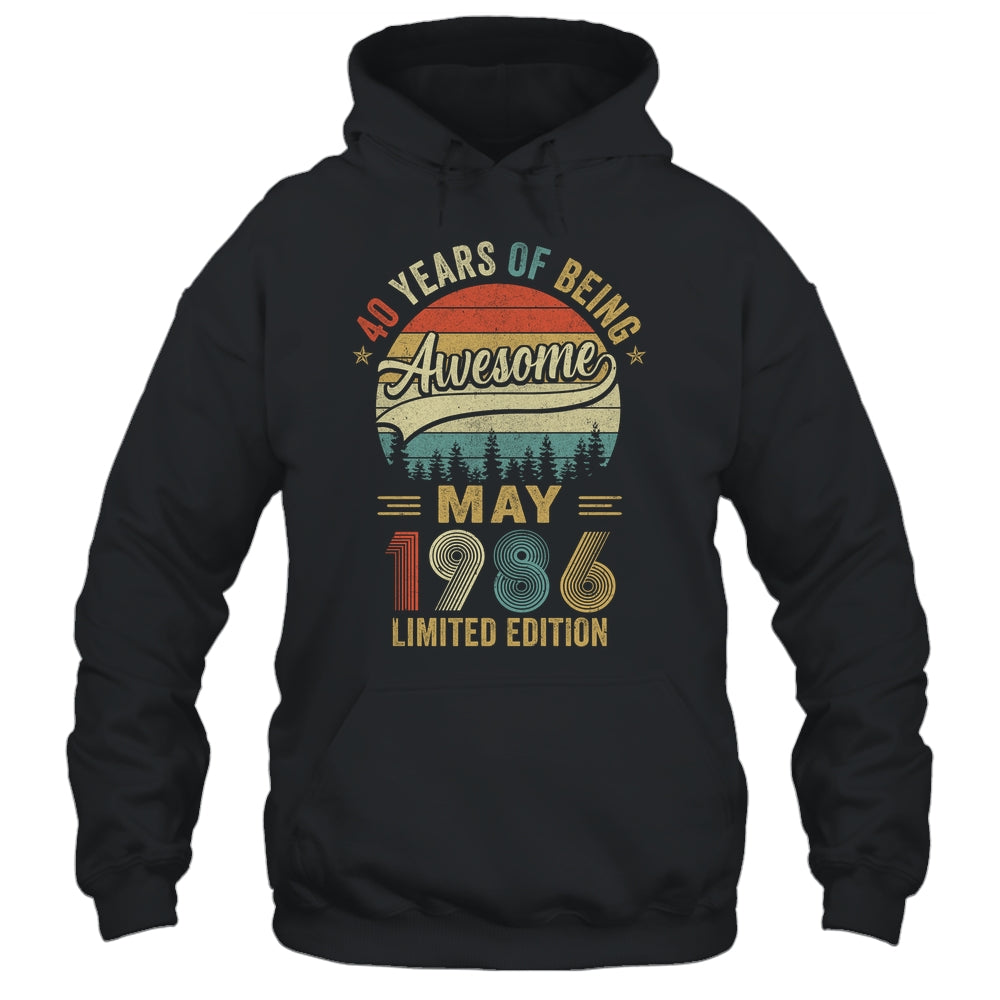 Vintage May 1986 40 Years Old 40th Birthday Men Women Shirt & Hoodie | siriusteestore