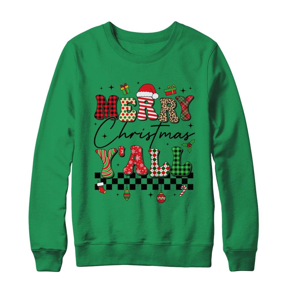 Vintage Merry Christmas Y'all Retro Christmas Women Girls Shirt & Sweatshirt | siriusteestore