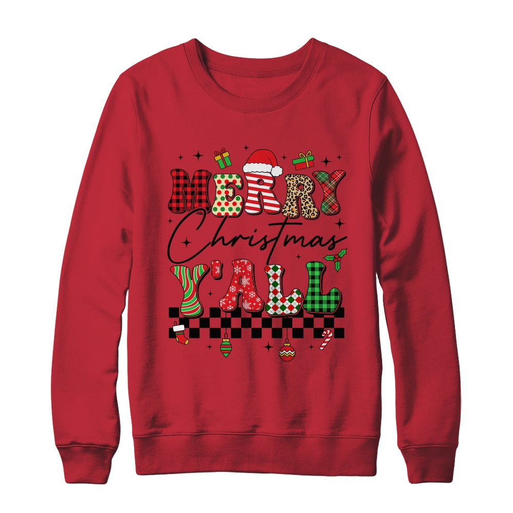 Vintage Merry Christmas Y'all Retro Christmas Women Girls Shirt & Sweatshirt | siriusteestore