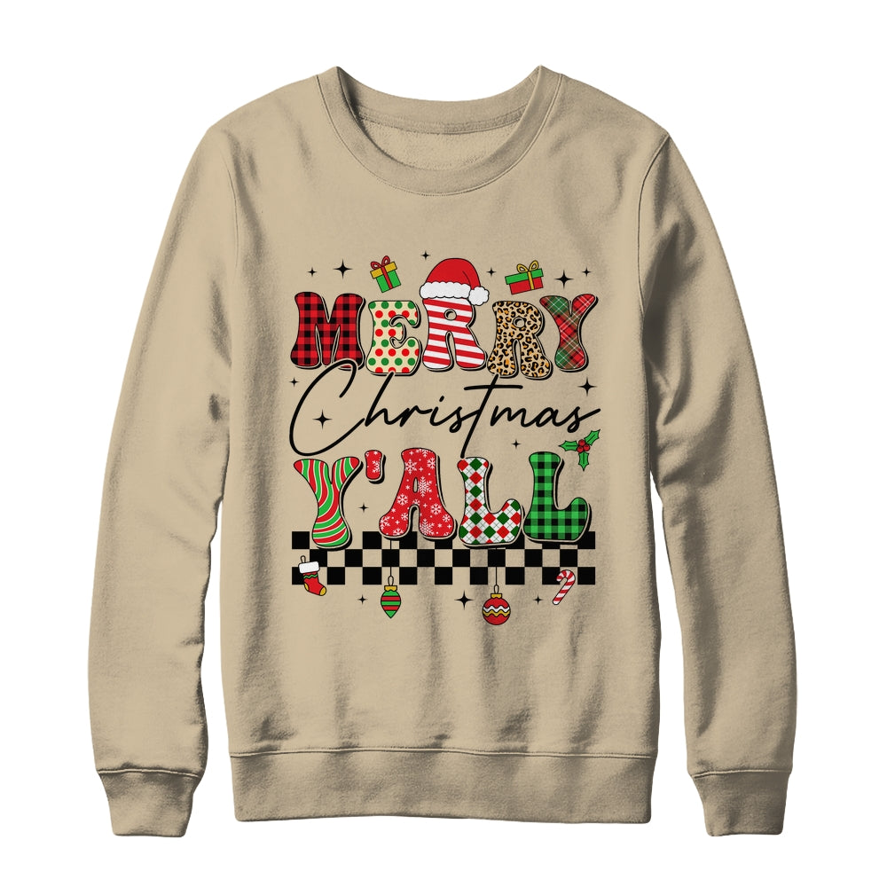 Vintage Merry Christmas Y'all Retro Christmas Women Girls Shirt & Sweatshirt | siriusteestore