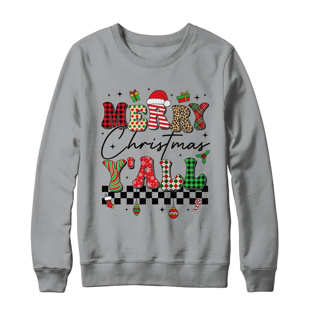 Vintage Merry Christmas Y'all Retro Christmas Women Girls Shirt & Sweatshirt | siriusteestore