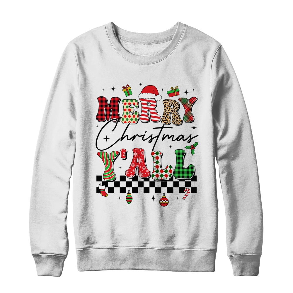Vintage Merry Christmas Y'all Retro Christmas Women Girls Shirt & Sweatshirt | siriusteestore