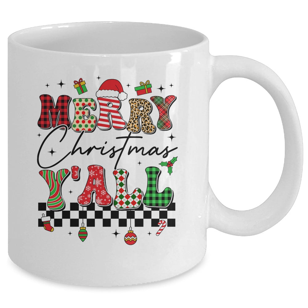 Vintage Merry Christmas Y'all Retro Christmas Women Girls Mug | siriusteestore