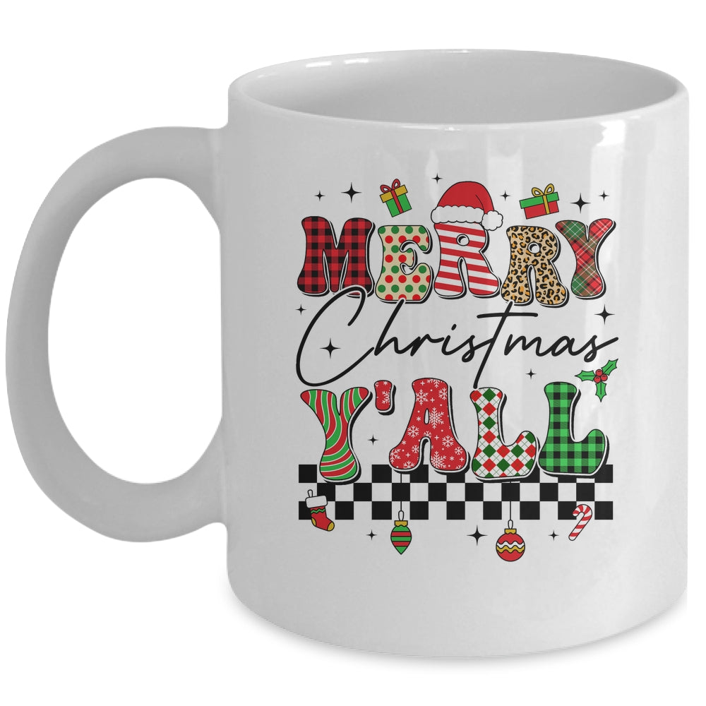 Vintage Merry Christmas Y'all Retro Christmas Women Girls Mug | siriusteestore