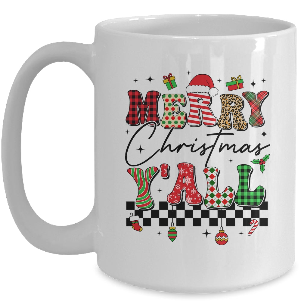 Vintage Merry Christmas Y'all Retro Christmas Women Girls Mug | siriusteestore