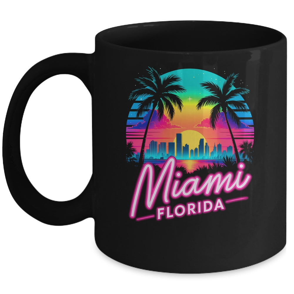 Vintage Miami Beach Retro City Florida Vacation Sunset Mug | siriusteestore