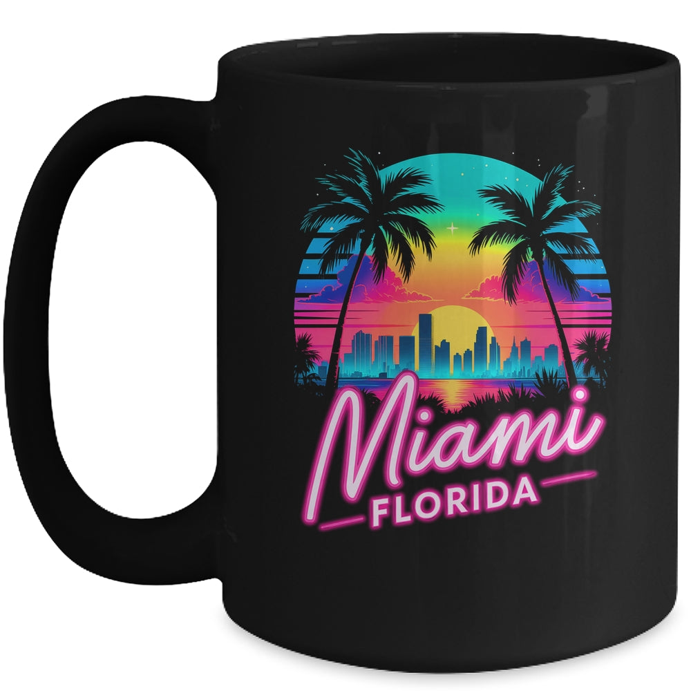 Vintage Miami Beach Retro City Florida Vacation Sunset Mug | siriusteestore