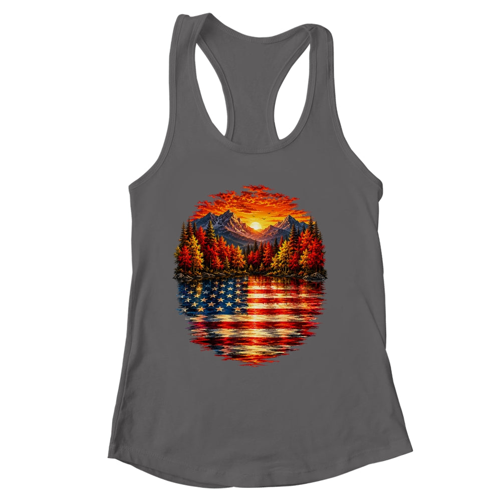 Vintage Nature Lake Reflection Forest Trees Outdoor Wildlife Shirt & Tank Top | siriusteestore