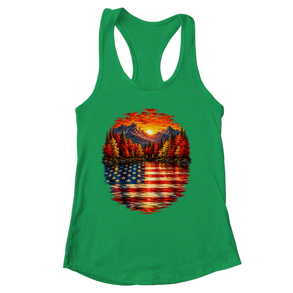 Vintage Nature Lake Reflection Forest Trees Outdoor Wildlife Shirt & Tank Top | siriusteestore
