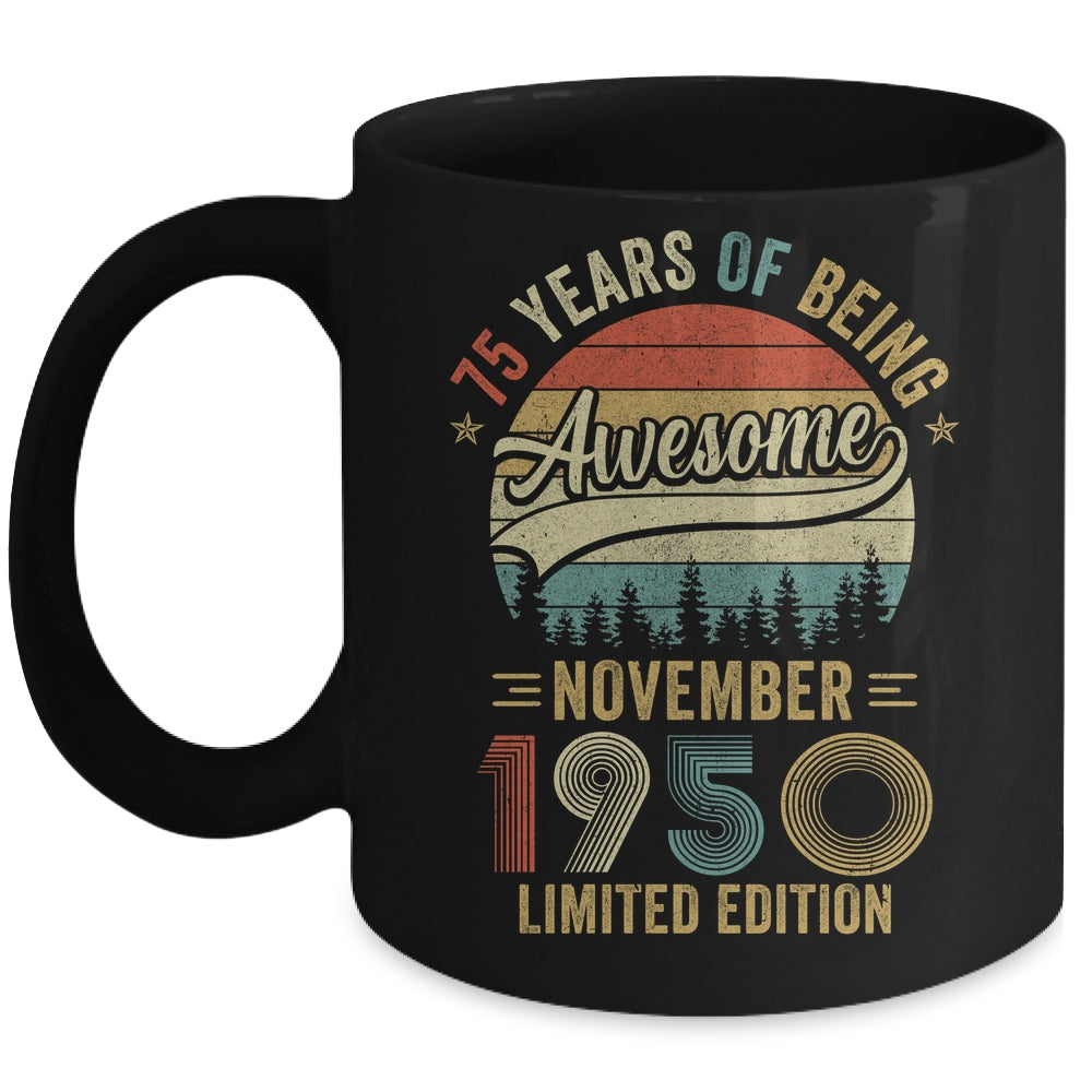 Vintage November 1950 75 Year Old 75th Birthday Men Women Mug | siriusteestore