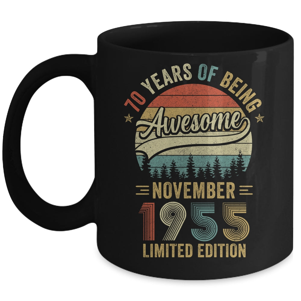 Vintage November 1955 70 Year Old 70th Birthday Men Women Mug | siriusteestore