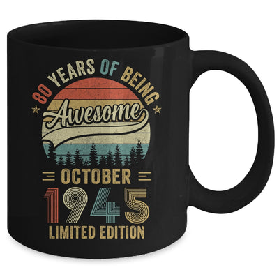 Vintage October 1945 80 Year Old 80th Birthday Men Women Mug | siriusteestore