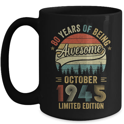 Vintage October 1945 80 Year Old 80th Birthday Men Women Mug | siriusteestore