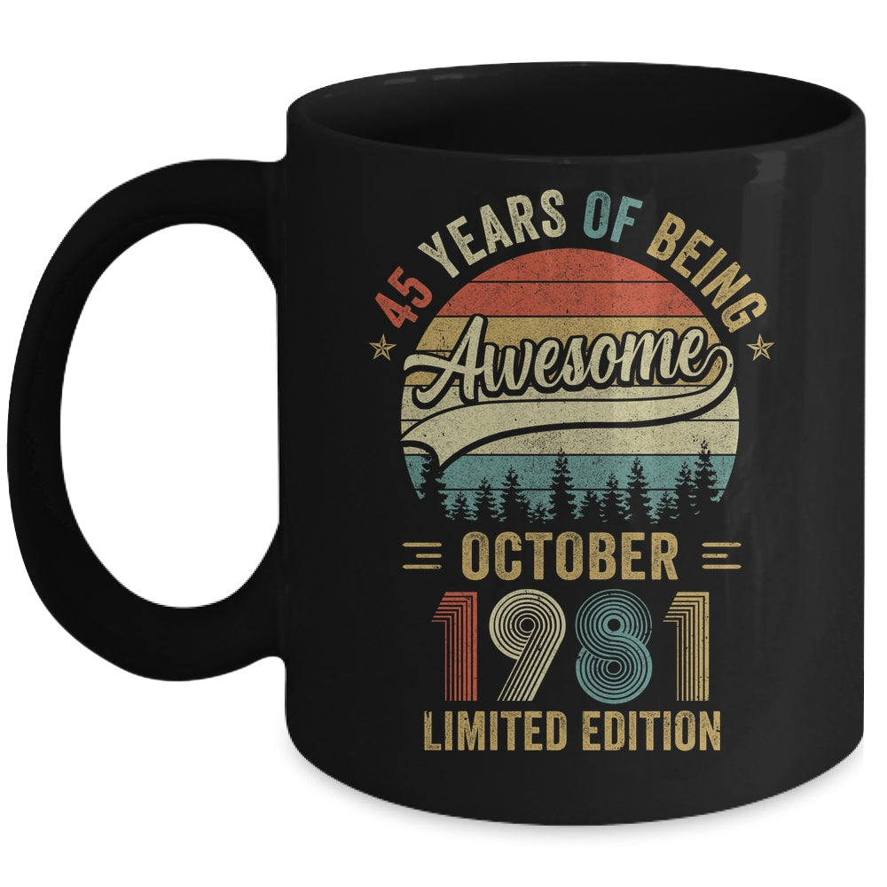 Vintage October 1981 45 Years Old 45th Birthday Men Women Mug | siriusteestore