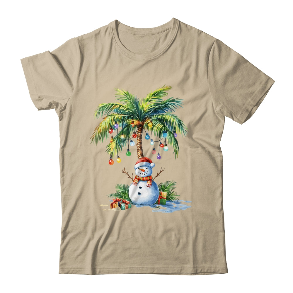 Vintage Palm Tree Snowman Tropical Christmas Deck The Palms Shirt & Sweatshirt | siriusteestore